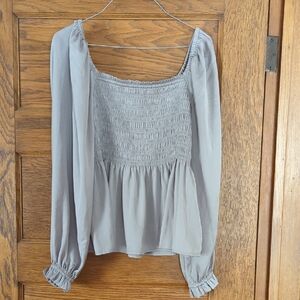 GAP Smocked Peplum Top Color Quail Beige Size Women's M